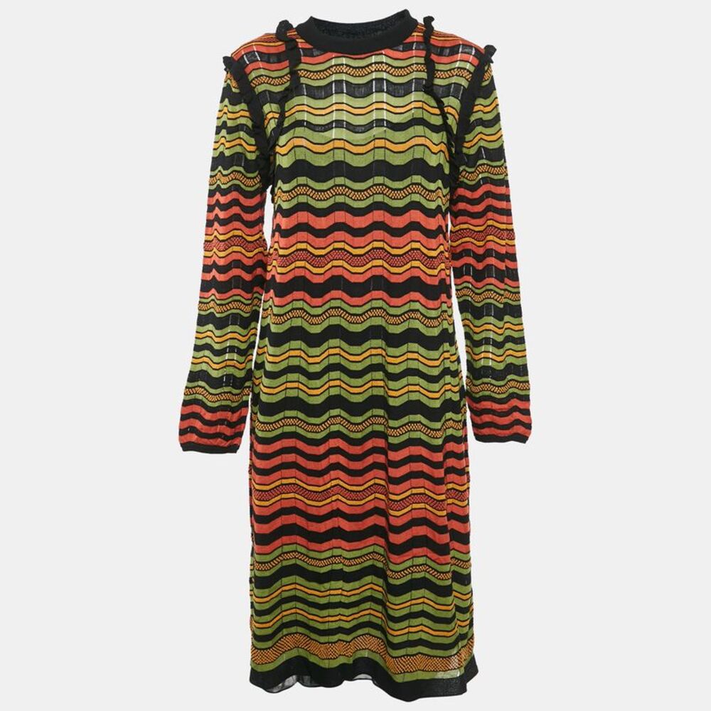 M Missoni Multicolor Patterned Ruffle Detail Midi Dress L